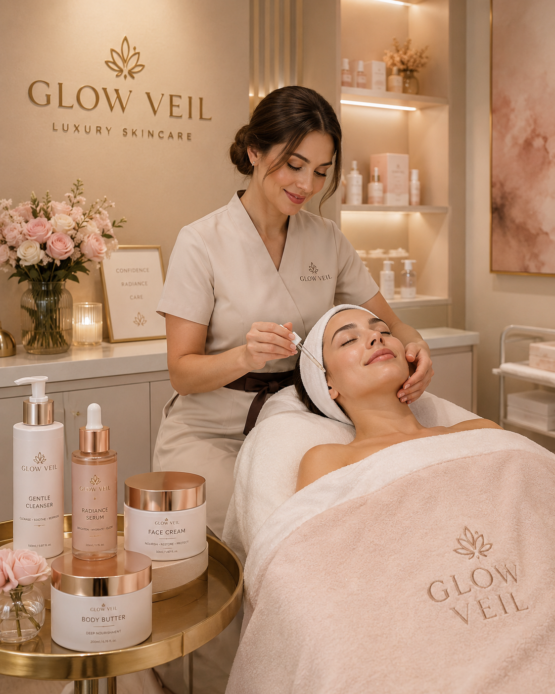 Glow Veil treatment room skincare service